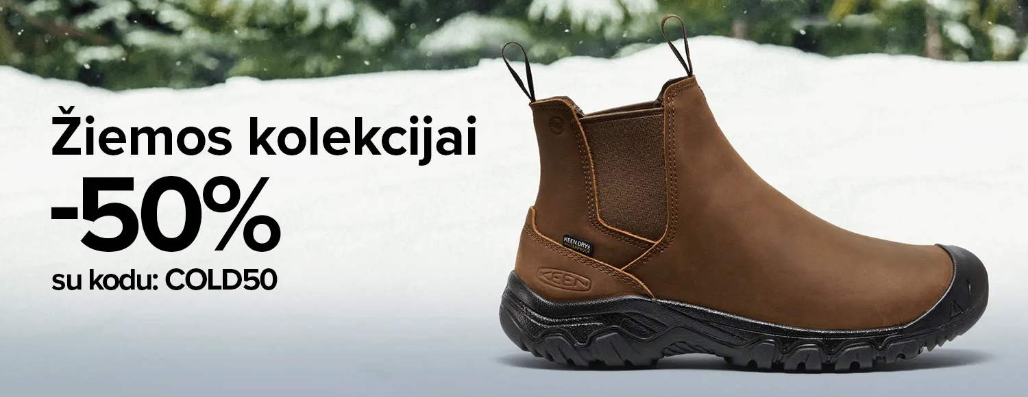 Iki vasario 11 d. atrinktai žiemos kolekcijai taikoma 50% nuolaida su kodu COLD50. I&scaron;sirinkite patikimą KEEN avalynę ir apsipirkite internetu!